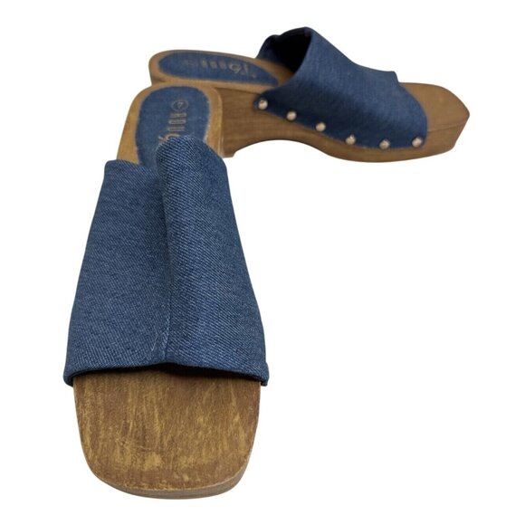Rouge Helium Womens Denim Wood Clogs Size 7 - Picture 2 of 7
